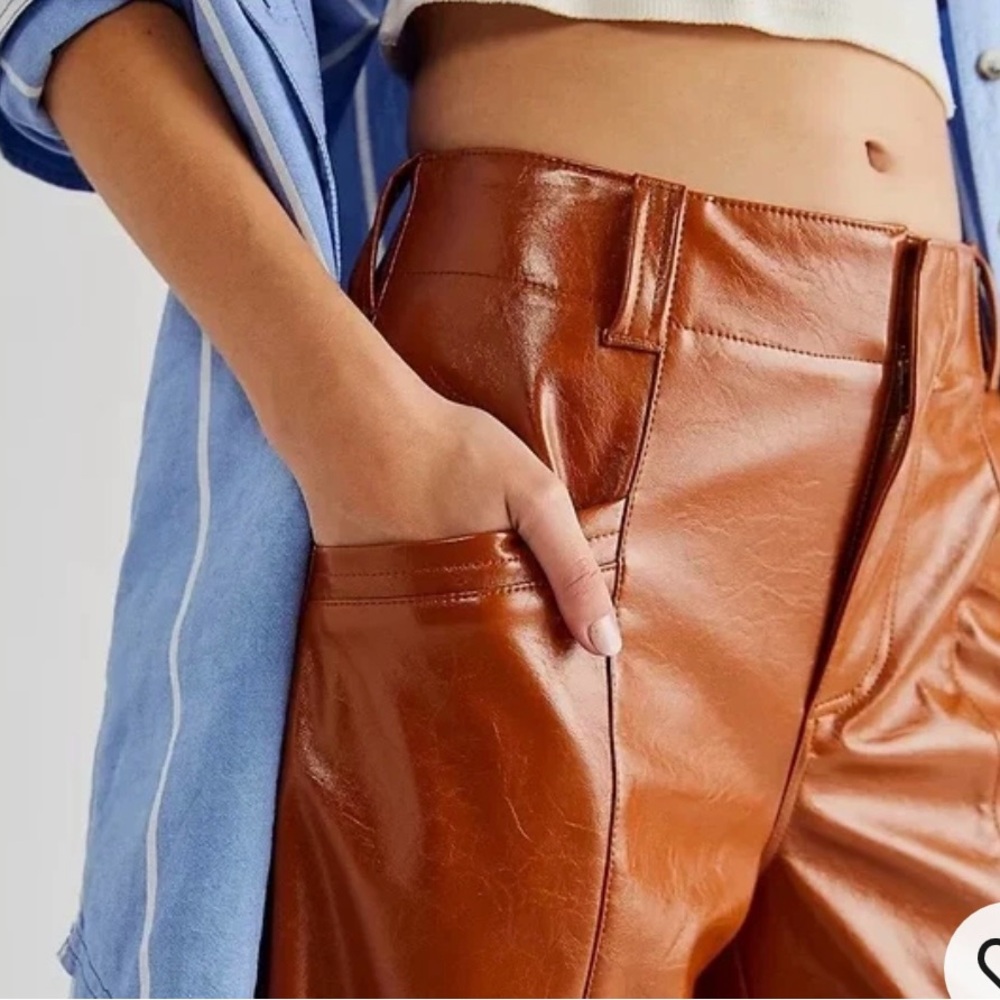 Free People star crossed, retro, faux, leather pant-cognac-size 12